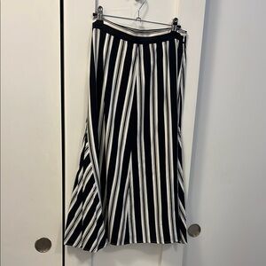 Club Monaco Black and White Asymmetrical A-Line Midi Skirt